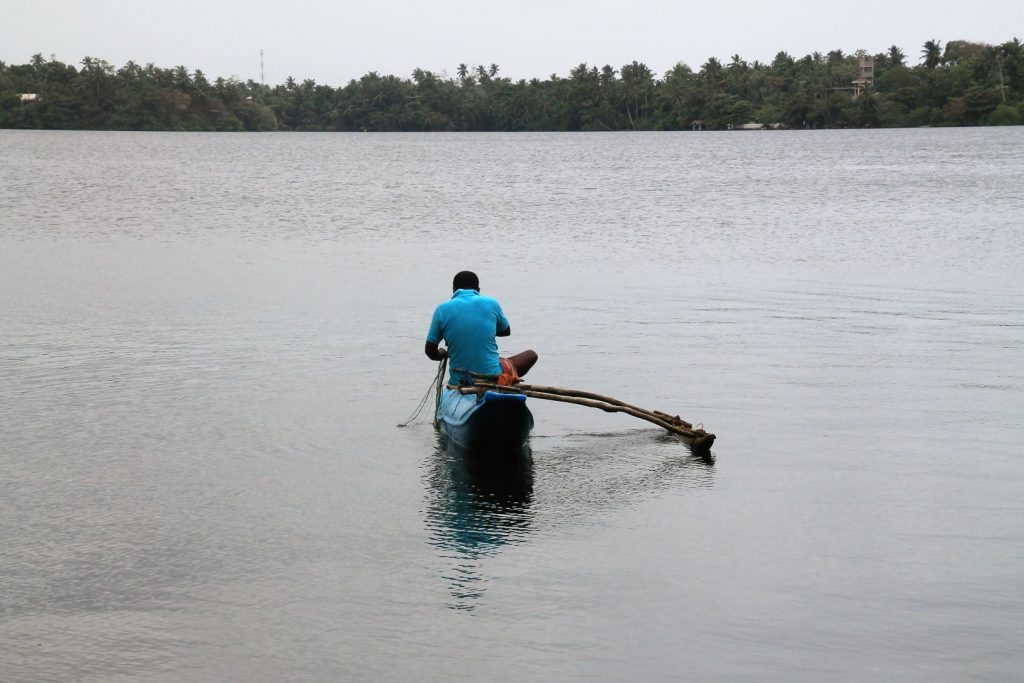 Fisherman working at the lagoon