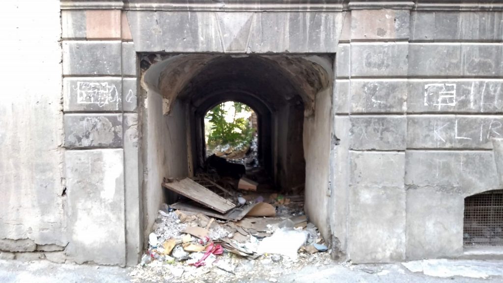 A ruined historical building near Republic Square 